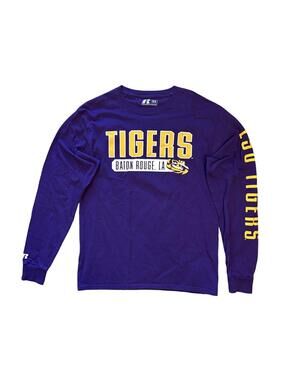Russell Athletic LSU Tigers Long Sleeve Shirt Size Medium Purple Louisiana
